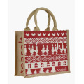 Special Hot Selling Reusable Jute Gift Bag 3 Front Pockets Jute Shopping Bag with Button